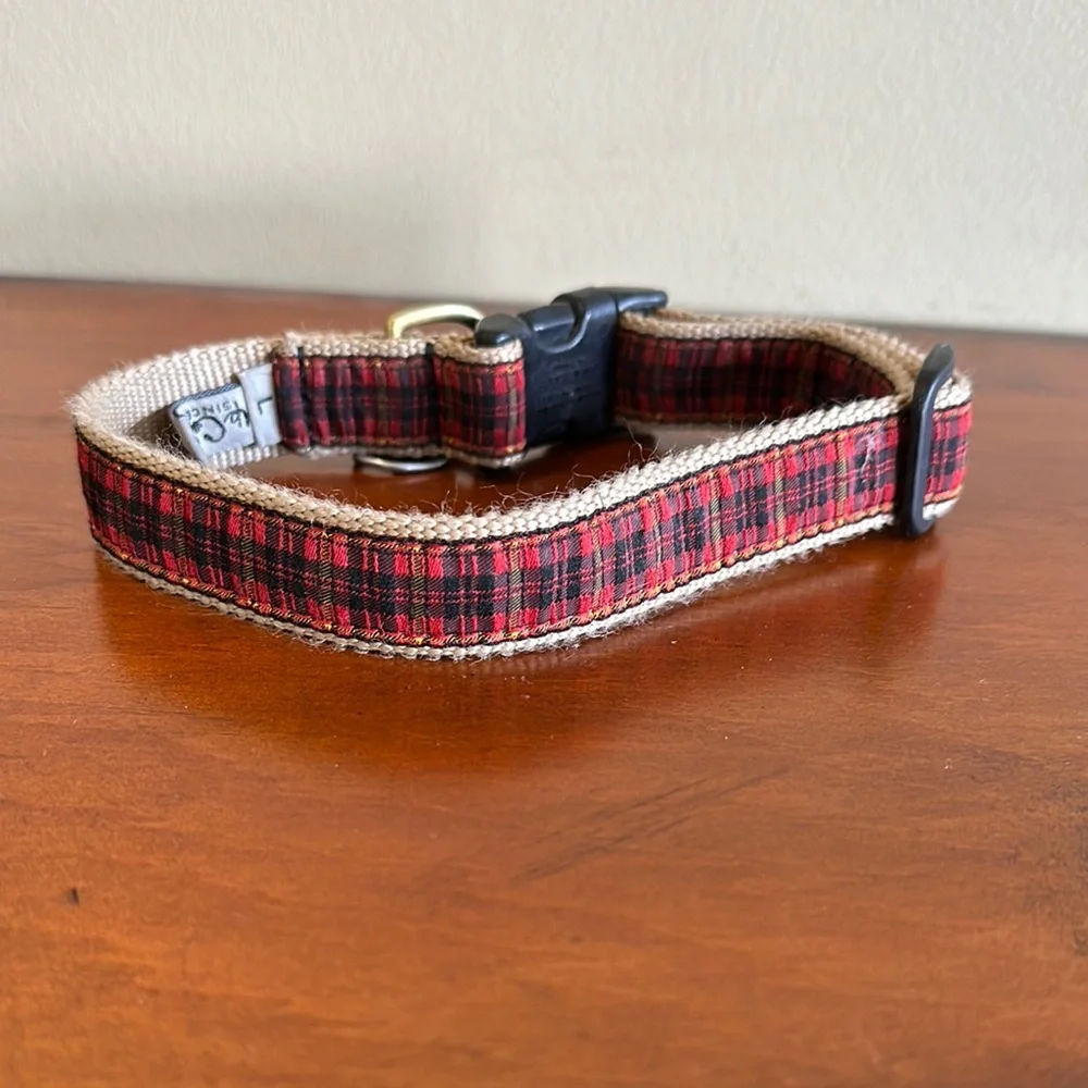 Red Plaid Large Dog Collar!